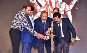 Hasmukh Shah,Dr Jayatilal Gada, Dhirubhai Shah,Narendra hirawat of NH studio and Umesha Shetty of laxminarayan group of companies lighting Lamp